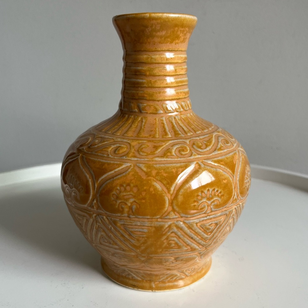 Vietnamese Handcrafted Ceramic Vase Light Brown Textured Decor Art